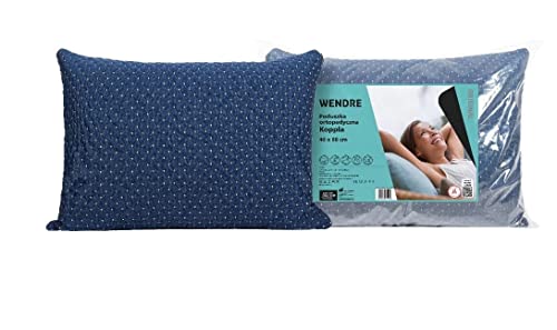 Orthopädisches Kissen Wendre 40x60, antiallergisch, Oeko-TEX Zertifikat. Bei Rücken- und Nackenschmerzen. Moderner Schnitt. Gesteppt, marineblaue Farbe. von WENDRE