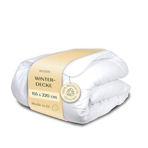 WENDRE Allergiker Bettdecke 155x200 für den Winter - Leichte Winterdecke 155x220 - Winter Bettdecke155x200 mit Mikrofaser Oberfläche - Steppdecke 155x220 - Schlafdecke - Dünne Decke - Extra Warm von WENDRE