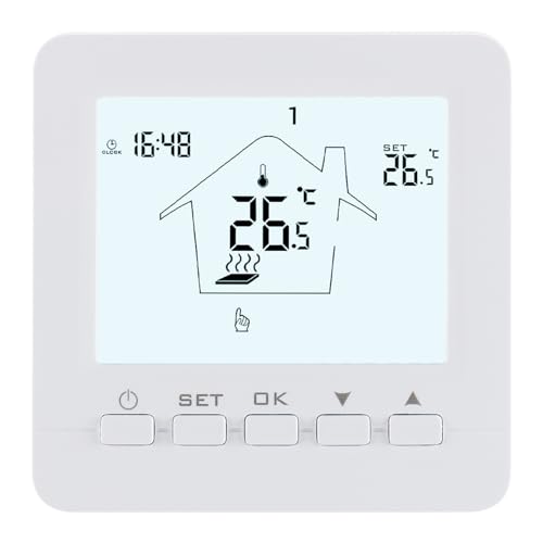 Wengart Wochenprogrammierter Thermostat WG02B05,AC90-240V 3A,Manuelle Programmierung im Urlaubsmodus optional, Geeignet für HVAC-Systeme mit Fensteröffnungserkennungsfunktion von WENGART