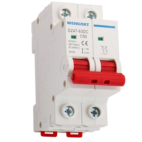 Wengart PV DC Miniatur-Leistungsschalter 50A,DZ47-63Z,MCB Sicherheitsschalter Für Batterie- und Solar-Photovoltaikanlagen und andere DC-Systeme von WENGART