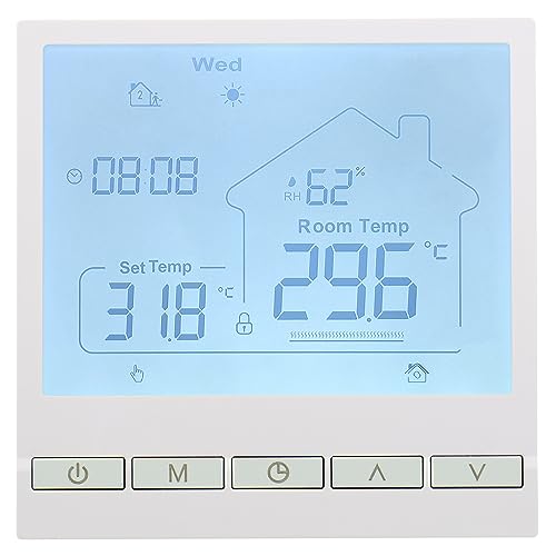 Wengart Digitaler Thermostat WG905,Anzeige der Luftfeuchtigkeit im Innenbereich Programmierbarer Thermostat,Präzise Temperaturregelung,Geeignet für Heizsysteme,Weiß von WENGART