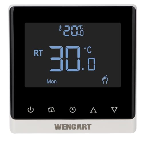 Wengart Fußbodenheizungsthermostat WG8826,AC230V 3A Wochenprogrammierung,6 Perioden,für Heimheizungssysteme von WENGART