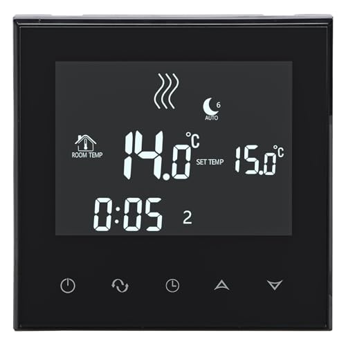 Wengart Home Thermostat programmierbar WG03-4, AC230V Max3A Touchscreen LCD Display Arbeit für Fußbodenheizung, Schwarz von WENGART