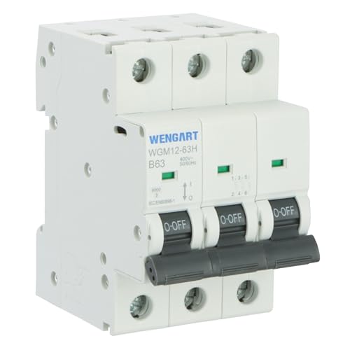 Wengart Hochleistungs-Miniatur-Leistungsschalter WGM12-63H,AC 230V/400V 3P 63A 10 kA B-Char Schnelle Reaktion zur Gewährleistung einer sicheren Stromnutzung in Wohngebäuden und kleinen Unternehmen von WENGART