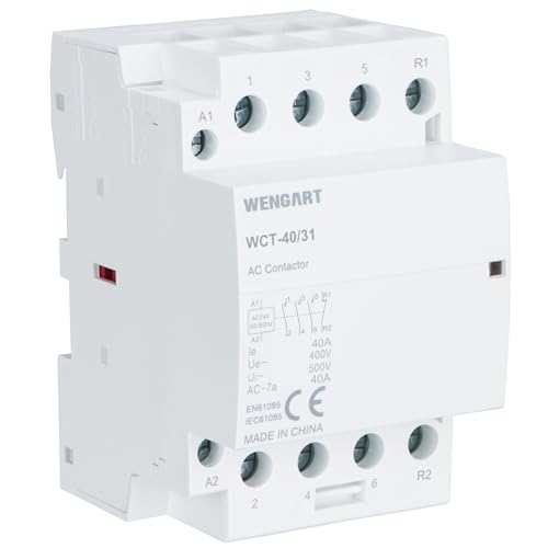 Wengart Modularer Schütz WCT-40,3 Normalerweise Offen 1 Normalerweise Geschlossen,AC24V 40A,Geeignet für Haushaltsgeräte und Motorlasten Weiß von WENGART