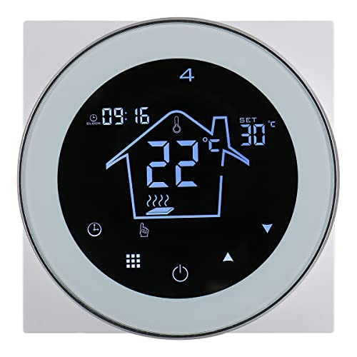 Wengart Raumthermostat Digital Programmierbar WG312,AC230V Max3A Rundes digitales LCD-Touchscreen-Display, 7-Tage-Programmierung, geeignet für Wasserheizsysteme Wengart Raumthermostat Digital Programmierbar WG312,AC230V Max3A Rundes digitales LCD-Touchscreen-Display, 7-Tage-Programmierung, geeignet für Wasserheizsysteme von WENGART