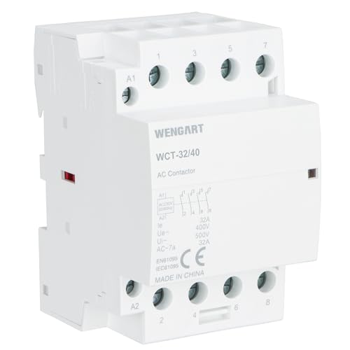 Wengart Silent Series AC Contactor WCT-32, 4NO AC230V 32A, White for a Quieter Home, Energy Efficient, Long-Lasting, Small and Fully Accessorized for Appliances and Motor Loads von WENGART
