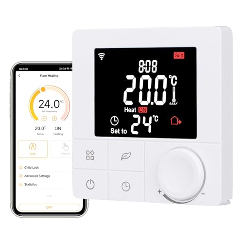 Wengart TUYA Thermostat R8W, AC230V 3A, für Wasserheizsystem, 2.4 GHz wöchentliche Programmierung Handrad WLAN-Thermostat, kompatibel mit Alexa Echo/Google Home von WENGART