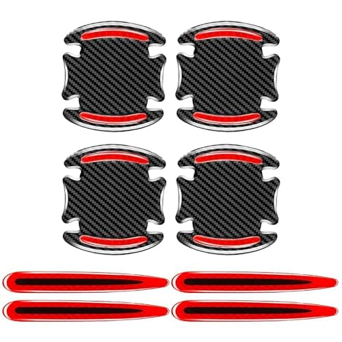 WENGONG 8 Stück Auto Türgriff Schutzfolie Türgriff-Leuchtaufkleber für BMW 3 Series 3er Serie 3 E46 Touring 1998-2005, Selbstklebend Autotür Griffe Aufkleber Kratzschutz Aufkleber,Red von WENGONG