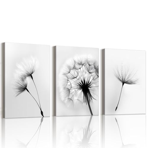 WENGTIAO 3 Stück Löwenzahn Leinwand Bilder Kunstdrucke Gerahmtes Bild Schwarz Weiß Floral Gemälde auf Leinwand Moderne Minimalistisch Wandbilder für Wohnzimmer Schlafzimmer Wanddeko 50x70cmx3 WENGTIAO 3 Stück Löwenzahn Leinwand Bilder Kunstdrucke Gerahmtes Bild Schwarz Weiß Floral Gemälde auf Leinwand Moderne Minimalistisch Wandbilder für Wohnzimmer Schlafzimmer Wanddeko 50x70cmx3 von WENGTIAO