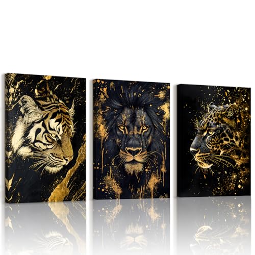 WENGTIAO 3 Stück Tiger Löwe Leopard Kopf Leinwand Bilder Kunstdrucke Gerahmtes Bild Wildtiere Gemälde auf Leinwand für Moderne Wohnzimmer Schlafzimmer Wanddeko 30x40cmx3 WENGTIAO 3 Stück Tiger Löwe Leopard Kopf Leinwand Bilder Kunstdrucke Gerahmtes Bild Wildtiere Gemälde auf Leinwand für Moderne Wohnzimmer Schlafzimmer Wanddeko 30x40cmx3 von WENGTIAO