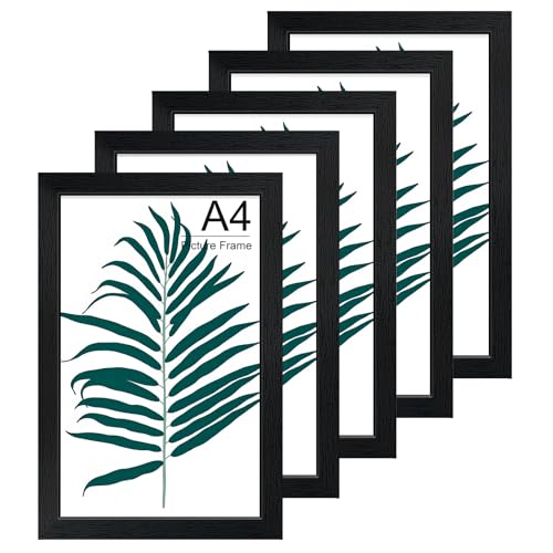 WENGTIAO 5er Set Bilderrahmen A4 Schwarz, Holzrahmen Fotorahmen für Fotos Bilder Poster, A4 Bilderrahmen zum Horizontal oder Vertikal für Wand Aufhängen oder Tischdekoration WENGTIAO 5er Set Bilderrahmen A4 Schwarz, Holzrahmen Fotorahmen für Fotos Bilder Poster, A4 Bilderrahmen zum Horizontal oder Vertikal für Wand Aufhängen oder Tischdekoration von WENGTIAO
