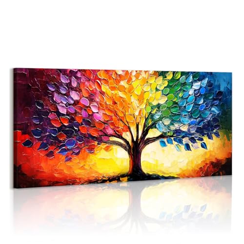 WENGTIAO Bunte Lebensbaum Groß Leinwand Bilder Kunstdrucke mit Rahmen - Abstrakt Bunte Baum des Lebens Malerei Bild auf Leinwand Wohnzimmer Schlafzimmer Wanddeko Fertig zum Aufhängen 120x50 cm WENGTIAO Bunte Lebensbaum Groß Leinwand Bilder Kunstdrucke mit Rahmen - Abstrakt Bunte Baum des Lebens Malerei Bild auf Leinwand Wohnzimmer Schlafzimmer Wanddeko Fertig zum Aufhängen 120x50 cm von WENGTIAO