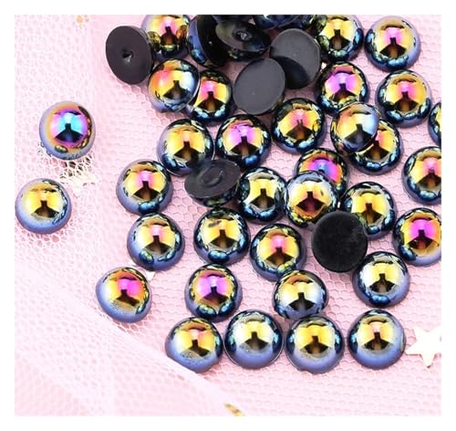 WENH Farben AB ABS Imitationsperlen Halbrund Flatback Perlen Harzperlen Handwerk Dekorieren Diy Bekleidungszubehör 3mm 6mm 8mm 10mm(Black AB,4mm-1000pcs) von WENH