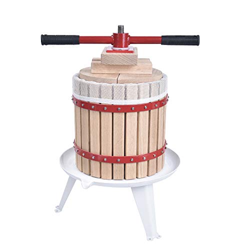 WENHAUS 12L Obstpresse inkl. 2 Holzklötze Und einem Pressnetz, Manuelle Maischepresse Fruchtpresse Saftpresse (Mit verbessertem Drehhebel) von WENHAUS