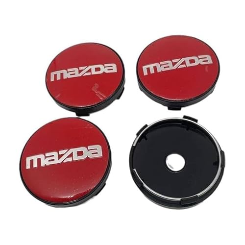 WENINETIES 4 Stück Auto Nabendeckel für Mazda CX-90 PHEV 2024-2025, Radnabendeckel Felgenkappen Radnabenkappen Nabenkappen Radnabenabdeckung,O.D-60MM-Red von WENINETIES