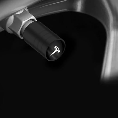 WENINETIES 4 Stück Ventilkappen für Tesla Model S Model X Model 3 Model Y, Reifenventil Auto-Reifen Ventilabdeckung Auto Autoventil Einfache Montage,Bla-ck von WENINETIES