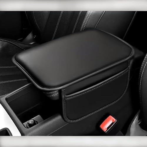 WENINETIES Auto Armlehnenkissen aus PU-Leder für Dacia Spring Electric 2022-2024 2025, Armlehnen Polster Auto für Mittelkonsole - Bequem und Schutz mit Aufbewahrungstasche, Schwarz von WENINETIES