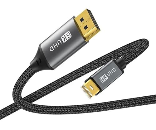 10 Fuß 8K Mini DisplayPort auf DisplayPort 1.4 Kabel 8K@60Hz, 4K@144Hz, 2K@240Hz Mini DP auf DP Adapter Thunderbolt 2 HDR, G-Sync, FreeSync DSC, FEC, 32,4 Gbit/s für iMac, PC, Monitor, MacBook, Laptop von WENIVO
