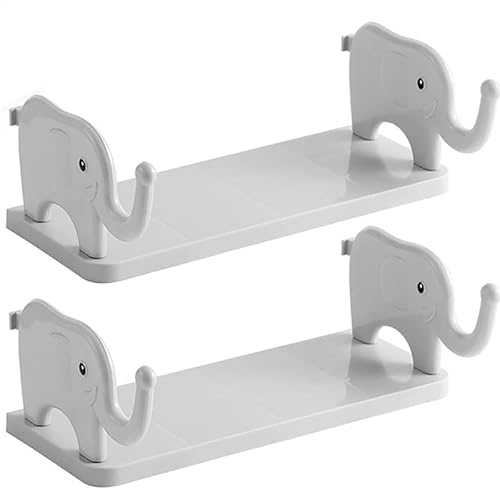 Elefantenform Multifunktionales Aufbewahrungsregal Ohne Bohren, Selbstklebend Duschablage, Bathroom Shower Shelf, Gewürzregal, Shelves, Geeignet für Küche, Arbeitszimmer, Bad, Schlafzimmer (Grau(2)) von WENJING