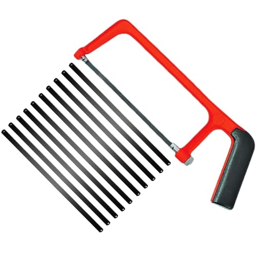 Bügelsäge, Mini-Bügelsägen-Set mit 10 Klingen, professionelle Junior-Bügelsäge für Metall, PVC, Kunststoff, Holzschneiden, kleine Handsäge mit verstellbarem Rahmen, robustes, kompaktes von WENJION
