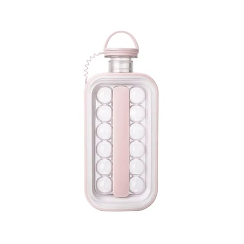 WENJION Eiswürfelform 2-in-1 Eiswürfelbehälter Mit Deckel Für 17 Kugel-Eiswürfel Aus Silikon – Tragbarer Wasserkrug Und Eiswürfelbereiter Für Küche Haushalt Cocktails Eistee In Rosa von WENJION