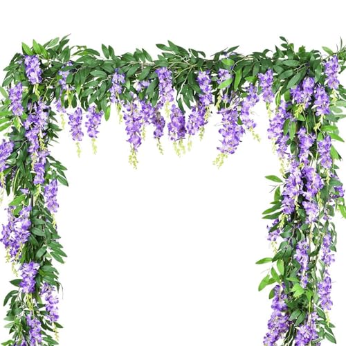 WENJION Künstliche Wisteria Blumengirlande 2 Stück, Plastikblumen Hängepflanze Lila, Deko Blumenranke Für Hochzeit Garten Balkon Party Tischdeko Blumen Für Wand Fenster Decke Raum Dekoration WENJION Künstliche Wisteria Blumengirlande 2 Stück, Plastikblumen Hängepflanze Lila, Deko Blumenranke Für Hochzeit Garten Balkon Party Tischdeko Blumen Für Wand Fenster Decke Raum Dekoration von WENJION