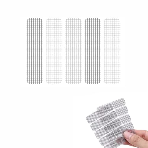 WENJION Fliegengitter Reparatur Set, Selbstklebender Starker Moskitonetz Patch, Fenster Tür Flicken, Für Fliegengitter, Fenster, Türen, Schutz Vor Insekten & Mücken, 50 Stück (5 Blätter/Packung) von WENJION