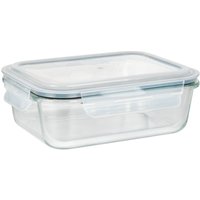 Wenko - Glas Frischhaltedose Pacu 1 l, Aufbewahrungsdose zum Zubereiten und Einfrieren, Schwarz, Glas transparent, Polypropylen transparent, Silikon von Wenko