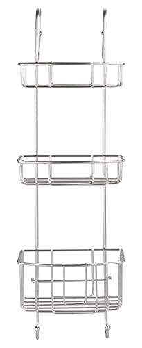 WENKO Dusch-Caddy Mod. Olesi 3 Etagen, Duschablage aus rostfreiem Edelstahl für Duschgel, Shampoo & Co. zum Einhängen an die Duschkabine im Badezimmer, Befestigung ohne Bohren, 22,5 x 70 x 22 cm, Matt von WENKO