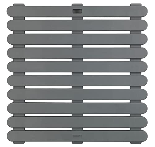 WENKO Duschmatte Indoor & Outdoor Grau 55 x 55 cm - Duschvorleger, Duschrost für Dusche, Bad, Pool, Sauna mit rutschhemmender Struktur, Kunststoff, 55 x 3 x 55 cm, Grau von WENKO