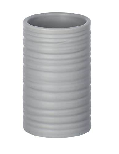 WENKO Zahnputzbecher Mila Grau Keramik - Zahnbürstenhalter für Zahnbürste und Zahnpasta, Keramik, 6.5 x 10.5 x 6.5 cm, Grau von WENKO