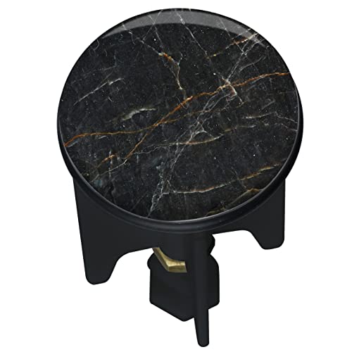 WENKO Abflussstopfen Pluggy® Marble, höhenverstellbarer Waschbeckenstöpsel für alle handelsüblichen Waschbecken, aus Messing und Kunststoff gefertigt, Ø 3,9 x 6,5 cm, elegante Marmor-Optik, Schwarz von WENKO