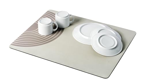 Abtropfmatte Mod. Dima Spülenzubehör wasserabsorbierend schnelltrocknend Küchenmatte Diatomeenerde einrollbar 50x40 cm schwarz beige Gummi Polyester von WENKO