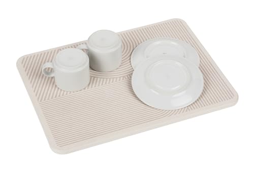 Abtropfplatte Mod. Damon schnelltrocknende Diatomit Abtropfmatte Küche Silikonfüße wasserabsorbierend Schleifpapier 40 x 30 x 0,9 cm beige von WENKO