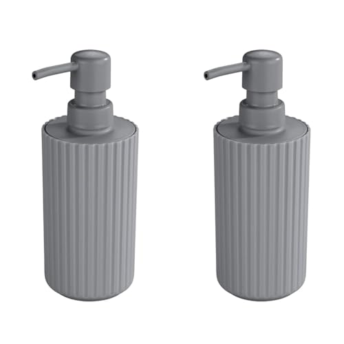 Allstar Seifenspender Minas Grau - Flüssigseifen-Spender, Spülmittel-Spender Fassungsvermögen: 0.28 l, Polypropylen, 7 x 18 x 7 cm, Grau (Packung mit 2) von Allstar