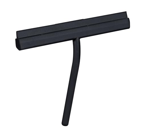 Bad- & Duschabzieher Mod. Agana silikonbeschichteter Edelstahl mit Haken magnetische Wandhalterung streifenfreies Abwischen 25 x 4 x 22 cm schwarz von WENKO