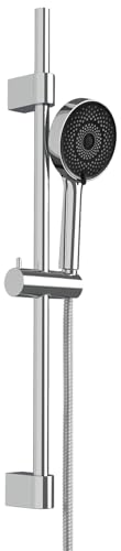 Brauseset Mod. Softwater wassersparende Handbrause mit Edelstahl Duschstange und Duschschlauch 70 cm chrom für Durchlauferhitzer geeignet von WENKO