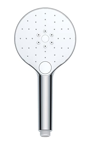 WENKO Duschkopf Automatic Cleaning, Anti-Kalk, runde Universal-Handbrause mit automatischem Reinigungssystem, belebende Regenwasserdusche, handlicher Brausekopf Ø 12 cm im Metallic-Look, ABS verchromt von WENKO