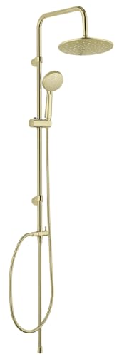 Duschsystem Mod. Young Line - Regenduschkopf und Handbrause mit 3 Funktionen - Edelstahl - Gold von WENKO