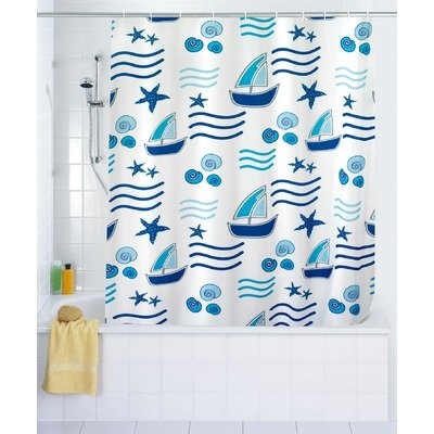 Duschvorhang Textil Boating Duschvorhang blau weiss 120x200 cm incl. Ringe von WENKO