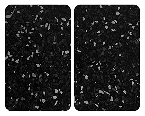 WENKO Herdabdeckplatte Universal Terrazzo, 2er Set Herdabdeckung für alle Herdarten aus gehärtetem Glas, Herdabdeckplatten auch als Schneidebrett nutzbar, hygienisch, kratz- & schlagfest, 30 x 52 cm von WENKO