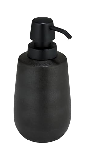 Keramik Seifenspender Mod. Nerno für Flüssigseife oder Desinfektionsmittel in edlem Schwarz mit Kunststoff Pumpkopf Maße 8 x 18,5 x 8 cm von WENKO