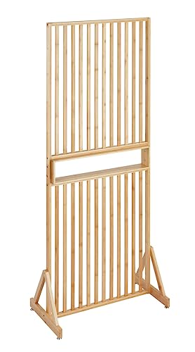 WENKO Raumtrenner Mod. Kailua, hochwertiger Raumteiler aus 100% Bambus mit integrierter Ablage, (B x H x T): 72 x 178 x 40 cm, Braun von WENKO