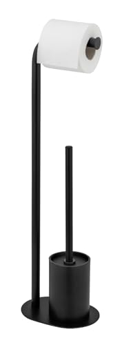 WENKO Stand WC-Garnitur Mod. Levante freistehend schwarz lackierter Stahl mit Toilettenpapierhalter und WC-Bürste 23 x 63 x 17 cm schwarz WENKO Stand WC-Garnitur Mod. Levante freistehend schwarz lackierter Stahl mit Toilettenpapierhalter und WC-Bürste 23 x 63 x 17 cm schwarz von WENKO