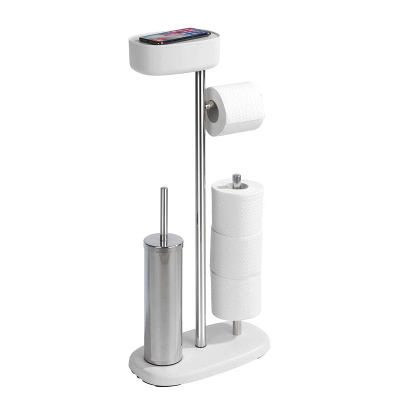 home24 Stand WC-Garnitur Rivazza Edelstahl rostfrei Weiß/Weiß 17 x 73 x 32cm von home24
