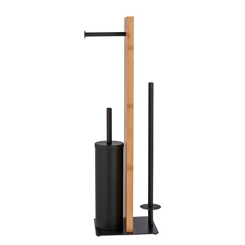 home24 WC-Garnitur Lesina Bambus / Stahl Beige 18 x 69 x 18cm von home24
