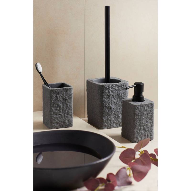 home24 WC-Garnitur Polyresin Grau/Anthrazit 11 x 37 x 10cm von home24