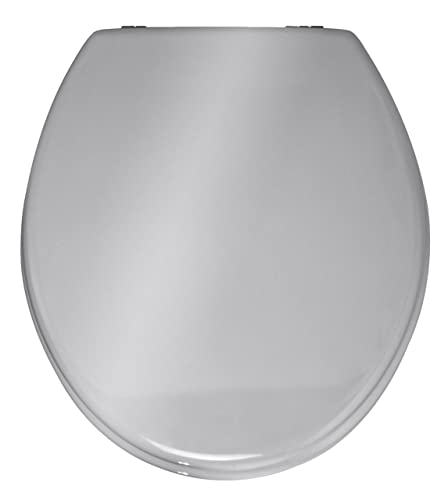 WENKO WC-Sitz Prima Silber glänzend, hochwertiger Toilettensitz im Retro-Style, WC-Deckel inkl. Wandpuffer & rostfreier Edelstahlbefestigung, Spülkastengeeignet, Toilettenbrille aus MDF, 37 x 41 cm WENKO WC-Sitz Prima Silber glänzend, hochwertiger Toilettensitz im Retro-Style, WC-Deckel inkl. Wandpuffer & rostfreier Edelstahlbefestigung, Spülkastengeeignet, Toilettenbrille aus MDF, 37 x 41 cm von WENKO