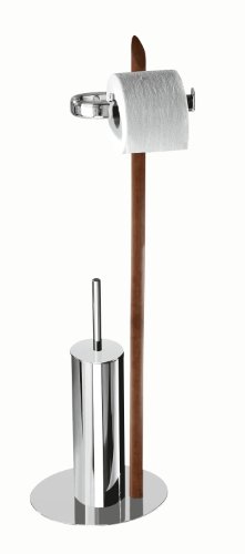 WENKO 18556100 Stand WC-Garnitur Lugo, Holz, 24 x 76 x 18 cm, Walnuss von WENKO